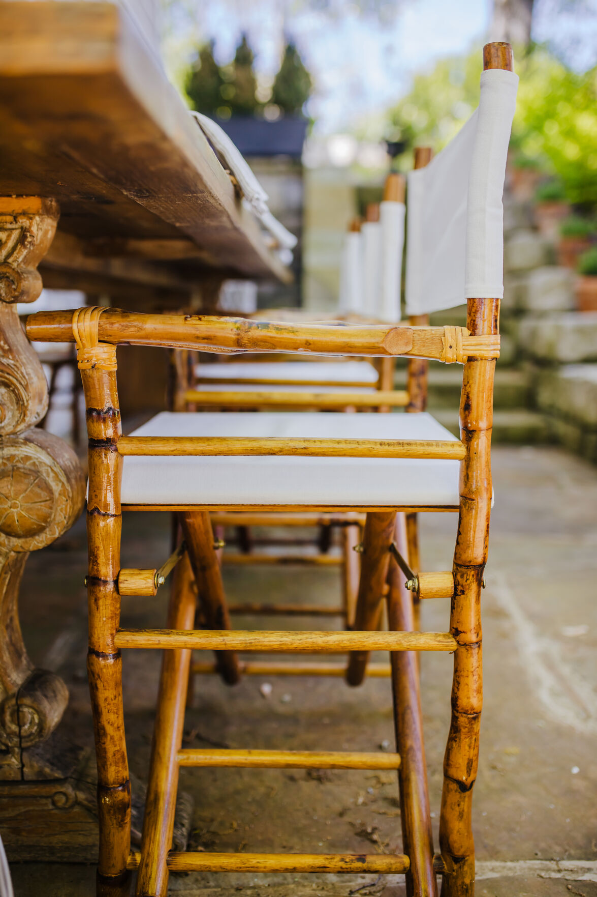 Bamboo campaign chairs